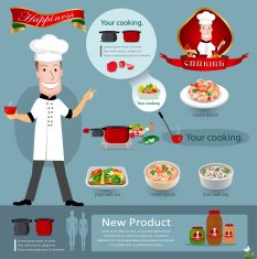 Man cooking infographics vector illustration
