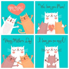 Sweet cards for Mothers Day with cats