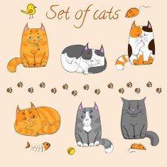 Set of cute cartoon cats N2