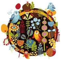 Birds and flowers print