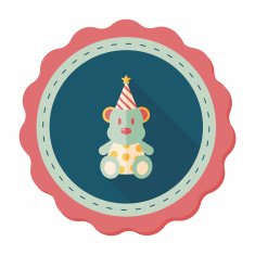 birthday teddy bear flat icon with long shadow eps10 N60