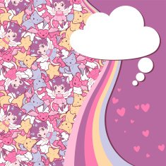 Background with doodle Vector cute kawaii illustration N7