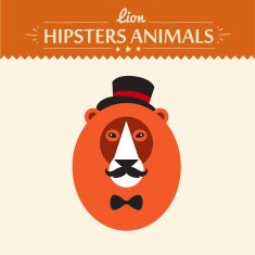 Abstract illustration on lion head hipster style