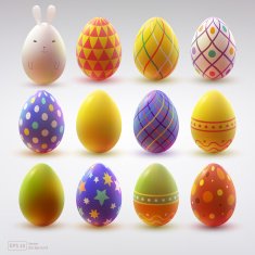 Set of realistic eggs on white background N7