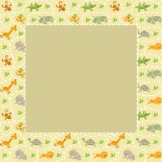 Frame with seamless pattern of funny animals N3