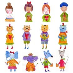 Cartoon characters over white background N21