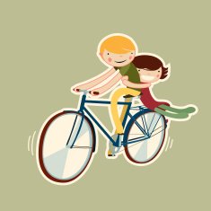 couple riding bike vector character isolated