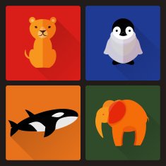 Set of flat animal babies
