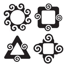 Abstract silhouette spiral shapes frame set