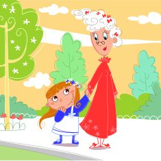At the park Granny with her granddaughter