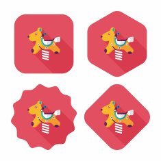 playground toy horse flat icon with long shadow N8