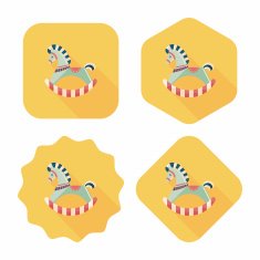 horse toy flat icon with long shadow eps10 N65