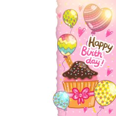 Happy Birthday card with chocolate cupcake