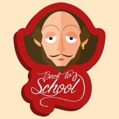 Funny William Shakespeare Cartoon Portrait Isolated