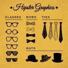 Hipster graphic set on the vintage background