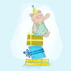 Baby Bear Birthday Illustration