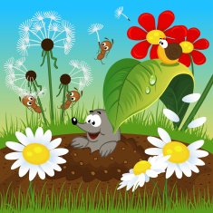 mole in the ground and insects