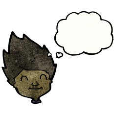 cartoon happy face with thought bubble N2