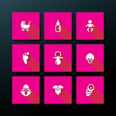 Vector flat baby icon set N5