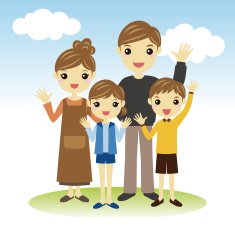 Family standing and waving N2