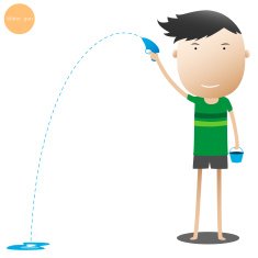 Boy playing water gun Songkran Festival cartoon vector illustr