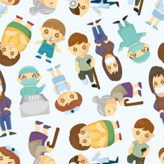 Doctors and Patient people seamless pattern