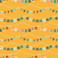 Colorful pattern with bunting and garland