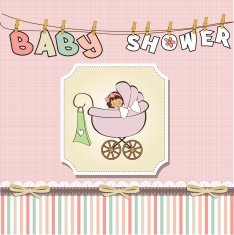 Baby girl announcement card N46