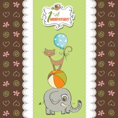 first anniversary card with pyramid of animals N14