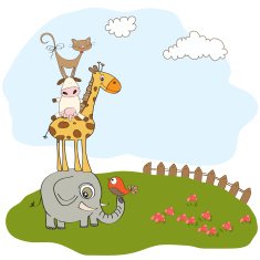 baby shower card with funny pyramid of animals N12