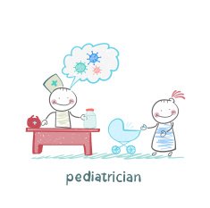 pediatrician at work listening to her mother