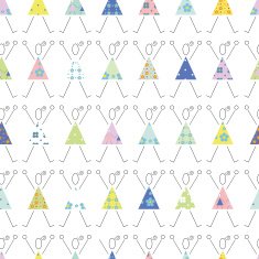 cheering girls in colorful dresses pattern