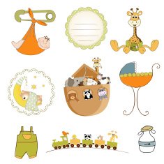 baby shower items set in vector format