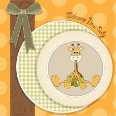 baby shower card with giraffe N4