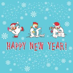 New Year greeting card Snowman Vector illustration