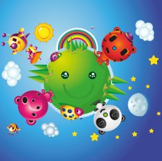 Cute Happy World Animals Characters