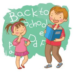 Two Cute Children Chalkboard School Activities