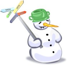 Snowman with five ways guidepost