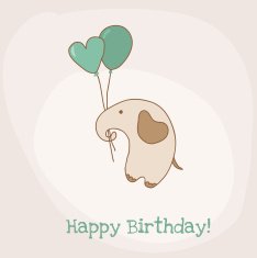 Greeting Birthday Card with Cute Elephant