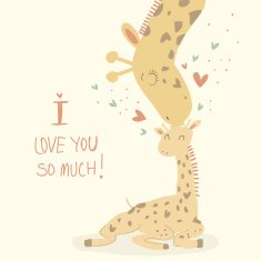 Card with cute giraffes for Mother's day