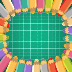 School background with pencils Vector illustration Place for text