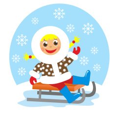 girl on sledge in winter