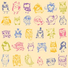 Owl seamless pattern on light background N2