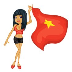 Smiling girl with a national flag of vietnam