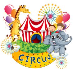 Circus show with kids and animals