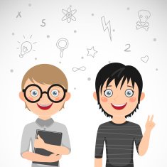 Cute twins nerd and rocker