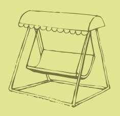 Vector sketch drawing bench-swing with a sun canopy