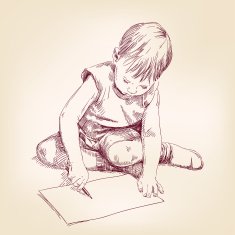 boy draws on the floor