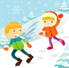 Kids playing snowballs N3