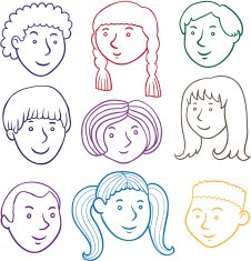 Nine children smiling faces N2